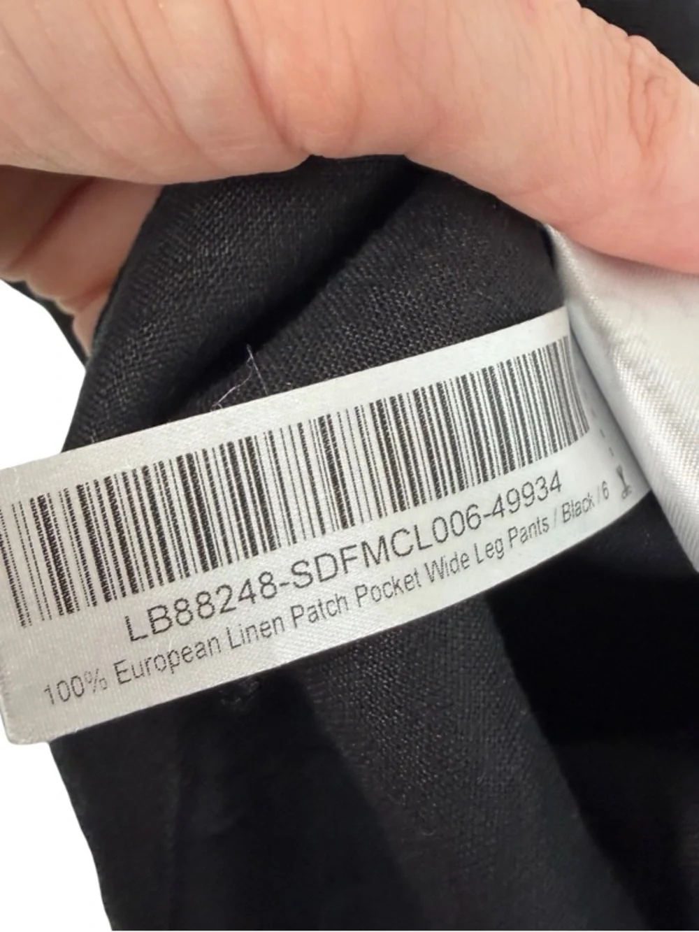 Quince Black 100% European Linen Patch Pocket Wide Leg High Rise Pants 6 NWT